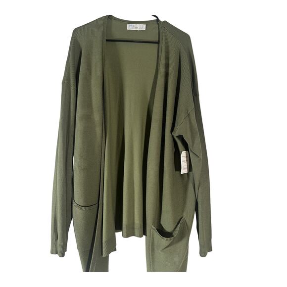 NWT Time and Tru Open Front Cardigan – Olive Green – Lightweight Everyday Layer - Picture 2 of 8